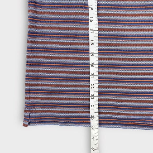 $115 J Lindeberg Polo Shirt Mens Large Striped Dev Slim Lux Pique Logo Golf - Picture 9 of 9